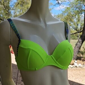 New Zaful Neon Green Underwire Bra with Striped Straps Size Small